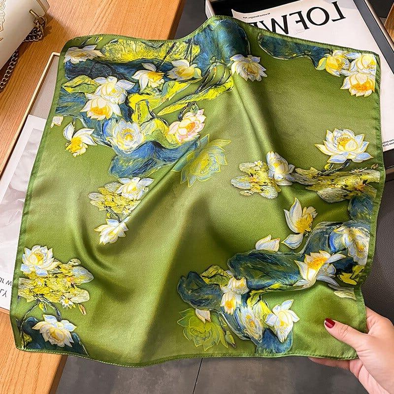 Foulard carré de soie 50 - Reflets d’Étang-Maison Berettini