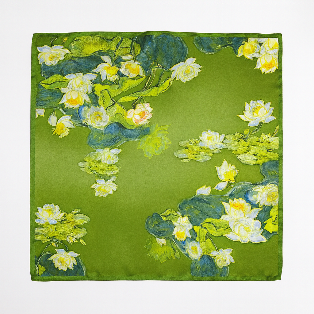 Foulard carré de soie 50 - Reflets d’Étang-Maison Berettini