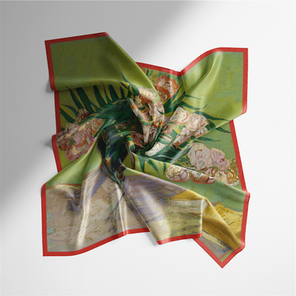 Foulard carré de soie 50 - Vase avec des lauriers-roses, Van Gogh-Maison Berettini