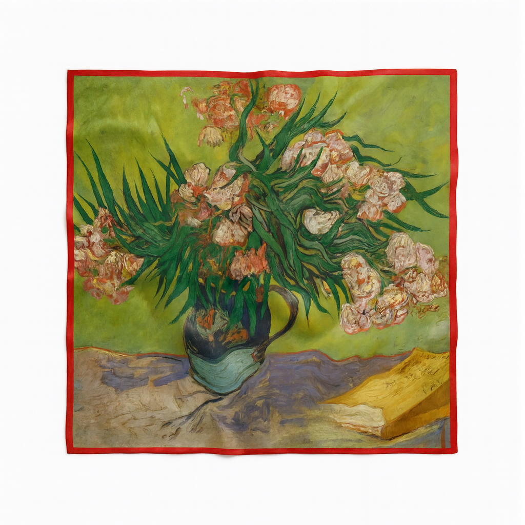 Foulard carré de soie 50 - Vase avec des lauriers-roses, Van Gogh-Maison Berettini