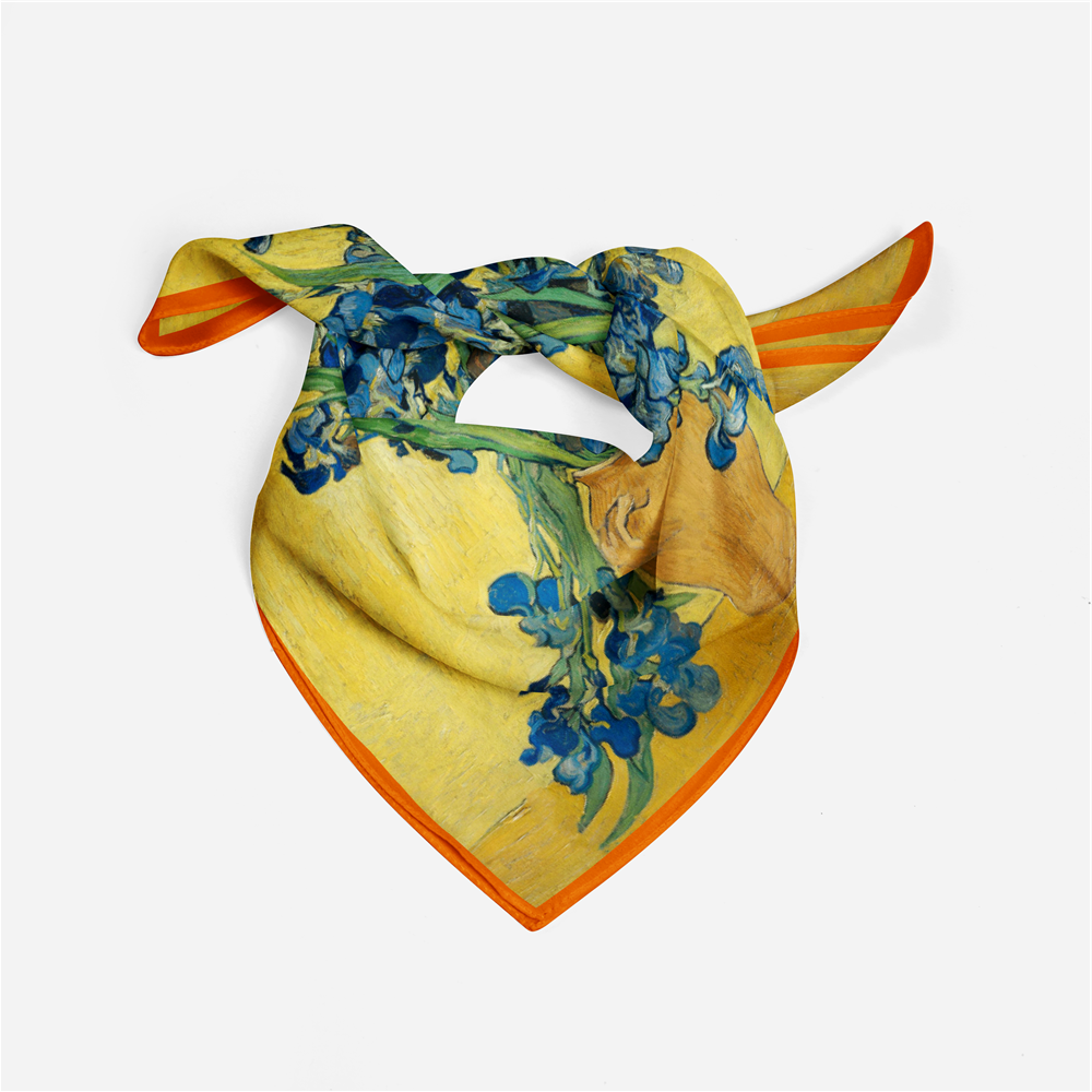 Foulard carré de soie 50 - Vase avec iris, Van Gogh-Maison Berettini