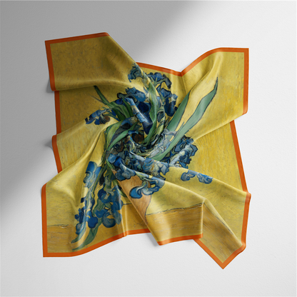 Foulard carré de soie 50 - Vase avec iris, Van Gogh-Maison Berettini