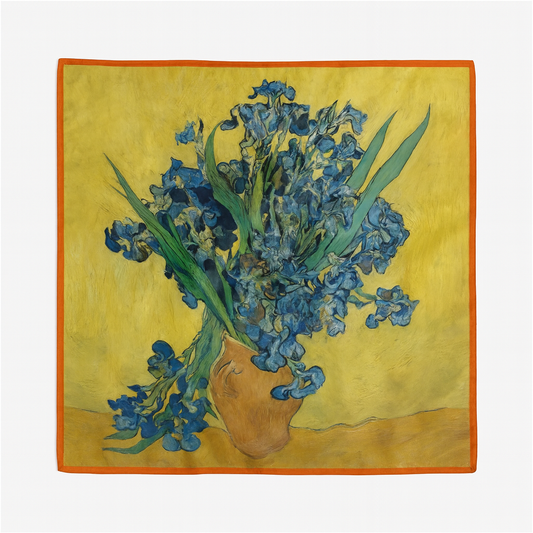 Foulard carré de soie 50 - Vase avec iris, Van Gogh-Maison Berettini