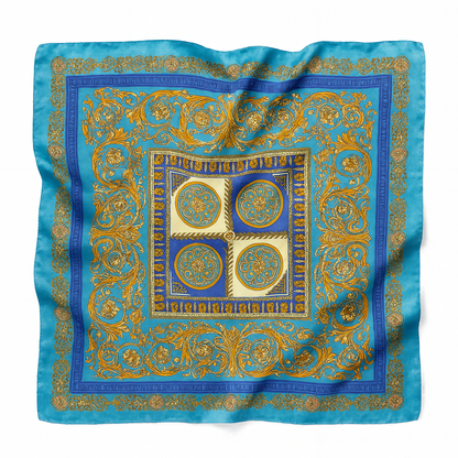 Foulard carré de soie 70 - Barocco Azzurro-Maison Berettini