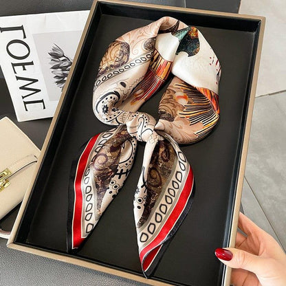 Foulard carré de soie 70 - Cerf Solaire Rouge-Maison Berettini