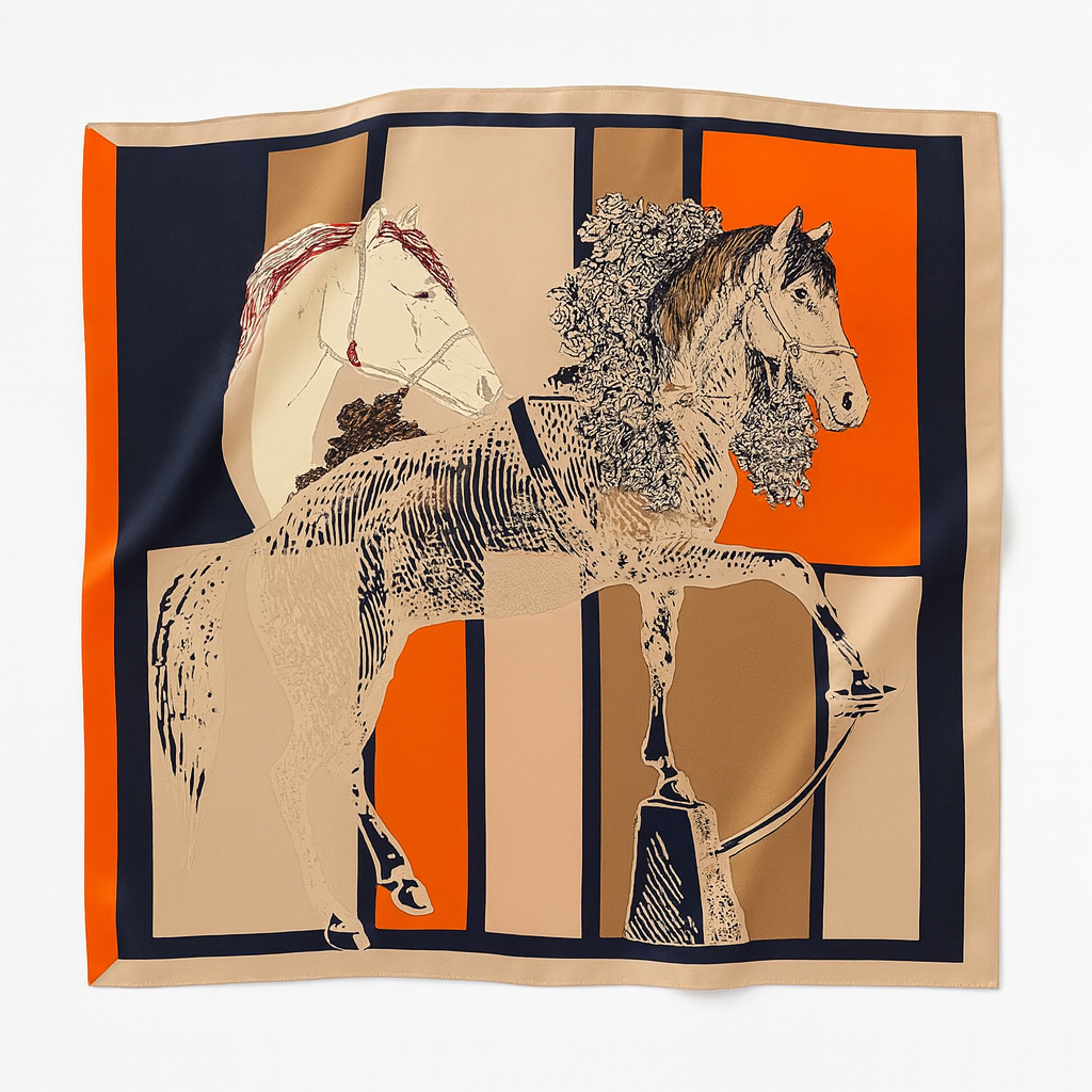 Foulard carré de soie 70 - Cheval Baroque-Maison Berettini