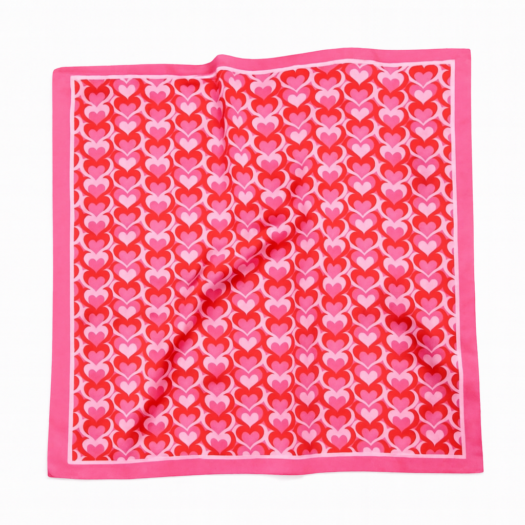 Foulard carré de soie 70 - Cœurs Pop-Maison Berettini
