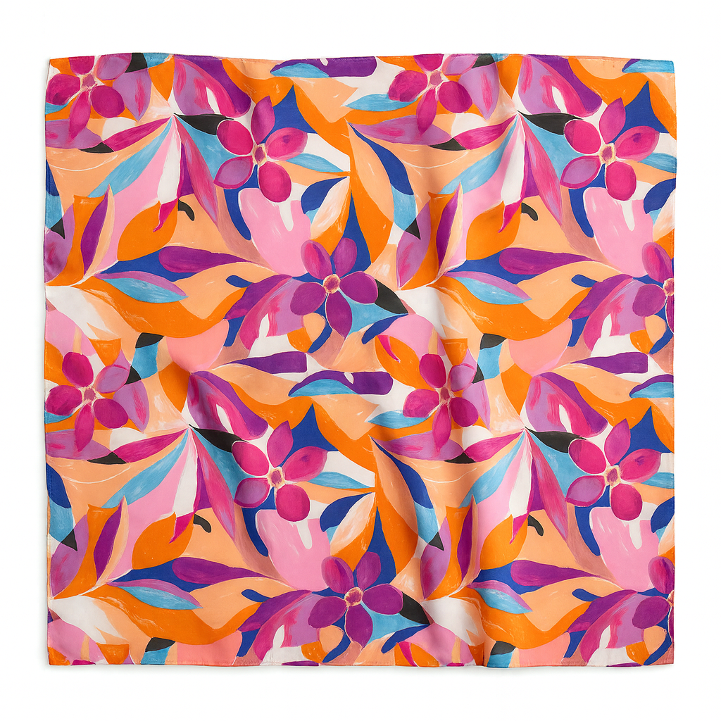 Foulard carré de soie 70 - Fleurs Solaires-Maison Berettini