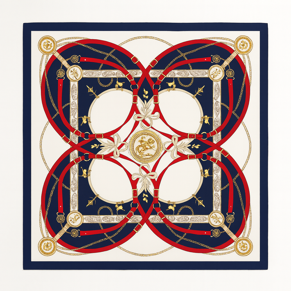 Foulard carré de soie 70 - La Cavalerie Royale Marine-Maison Berettini