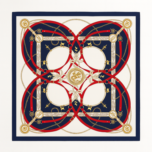 Foulard carré de soie 70 - La Cavalerie Royale Marine-Maison Berettini