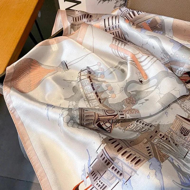 Foulard carré de soie 70 - La Cité des Rêves-Maison Berettini