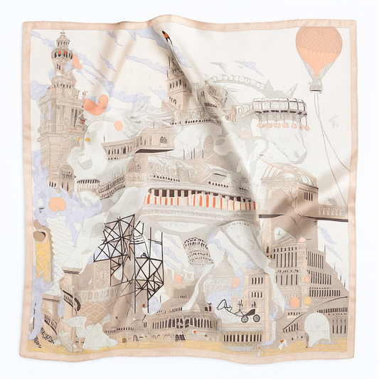 Foulard carré de soie 70 - La Cité des Rêves-Maison Berettini