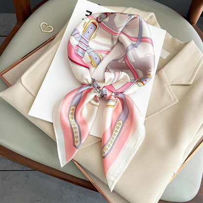 Foulard carré de soie 70 - La Ronde Équestre Rose-Maison Berettini