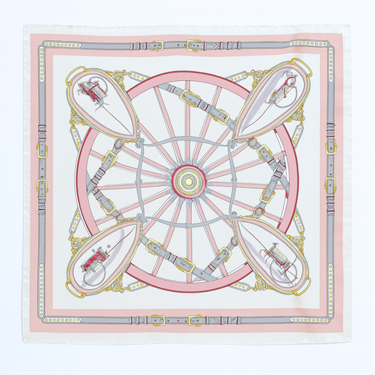 Foulard carré de soie 70 - La Ronde Équestre Rose-Maison Berettini