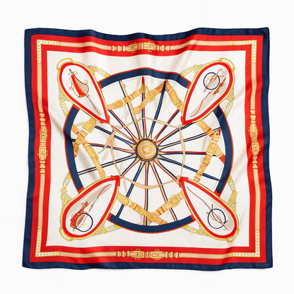 Foulard carré de soie 70 - La Ronde Équestre Rouge-Maison Berettini