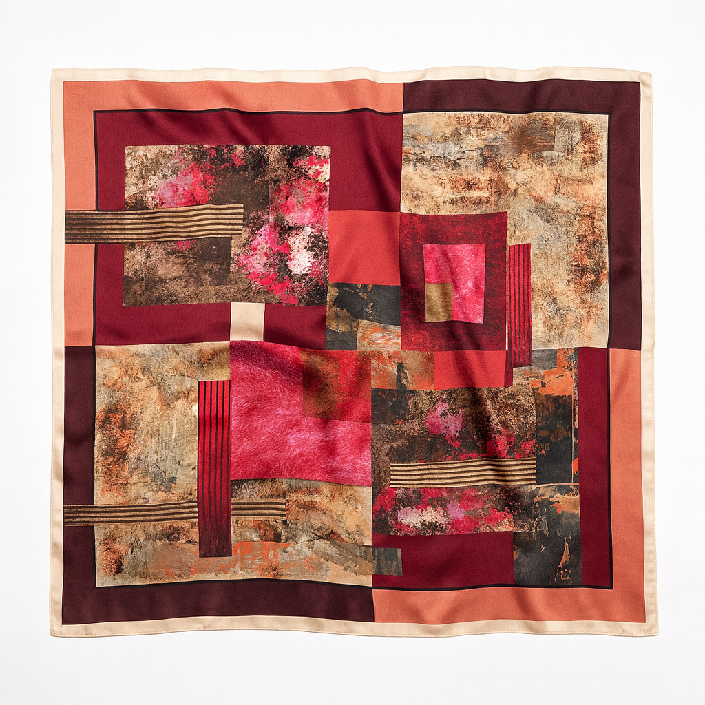 Foulard carré de soie 70 - La Terre de Feu-Maison Berettini