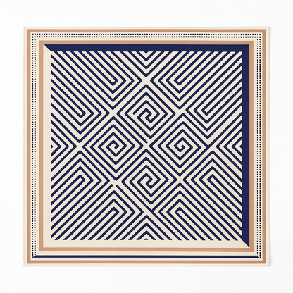 Foulard carré de soie 70 - Labyrinthe Indigo-Maison Berettini