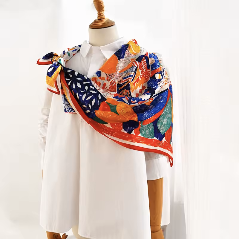 Foulard carré de soie 70 - Le Carnaval des Couleurs-Maison Berettini
