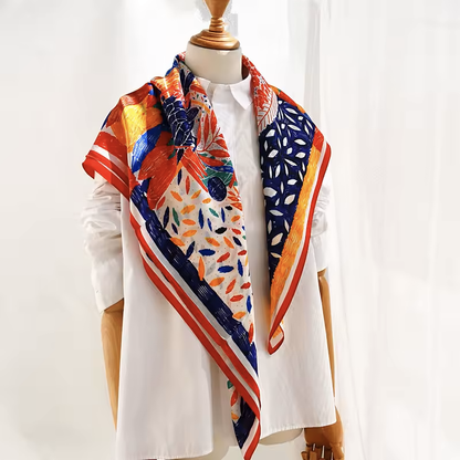 Foulard carré de soie 70 - Le Carnaval des Couleurs-Maison Berettini