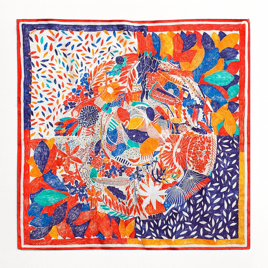 Foulard carré de soie 70 - Le Carnaval des Couleurs-Maison Berettini