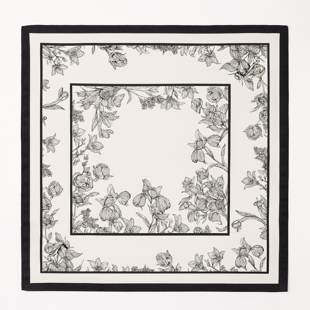 Foulard carré de soie 70 - Le Jardin à l’Encre-Maison Berettini