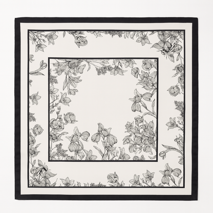 Foulard carré de soie 70 - Le Jardin à l’Encre-Maison Berettini
