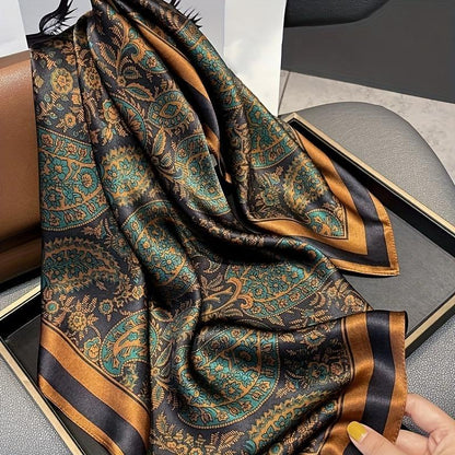 Foulard carré de soie 70 - Le Paisley vert-Maison Berettini