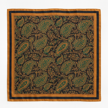 Foulard carré de soie 70 - Le Paisley vert-Maison Berettini