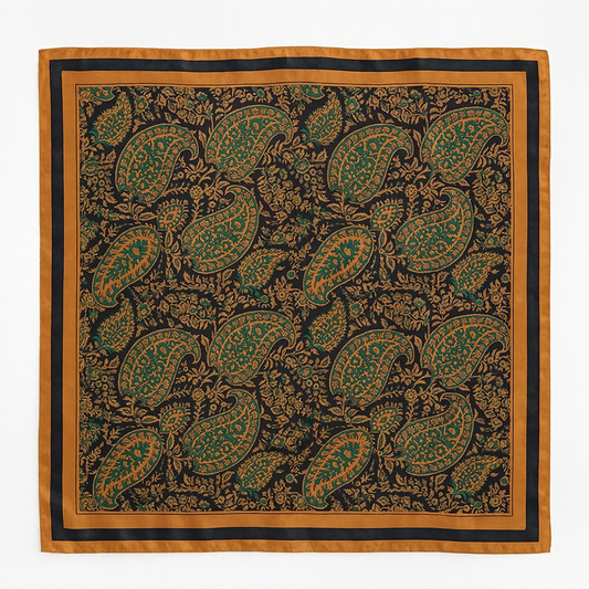 Foulard carré de soie 70 - Le Paisley vert-Maison Berettini