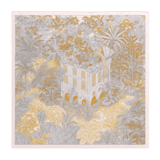 Foulard carré de soie 70 - Le Temple Sauvage-Maison Berettini