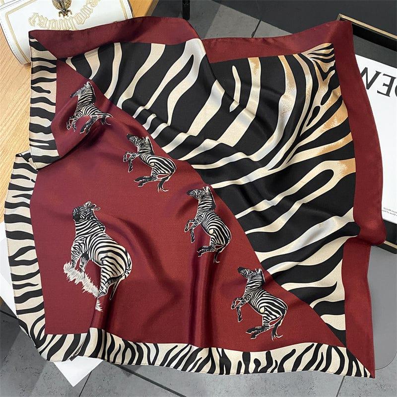 Foulard carré de soie 70 - Le Zèbre Rouge-Maison Berettini