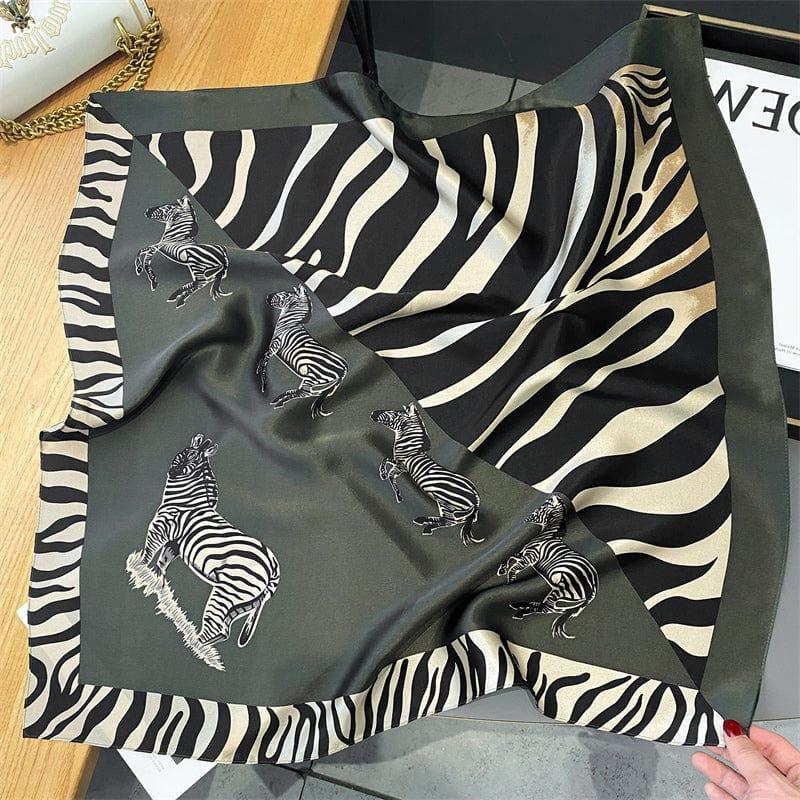 Foulard carré de soie 70 - Le Zèbre Vert-Maison Berettini