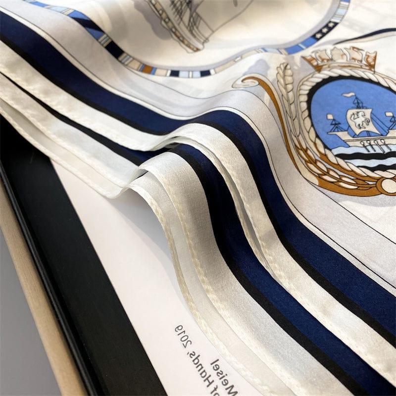 Foulard carré de soie 70 - L'Écume Royale-Maison Berettini