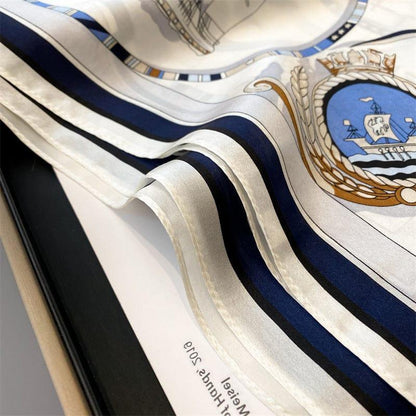 Foulard carré de soie 70 - L'Écume Royale-Maison Berettini