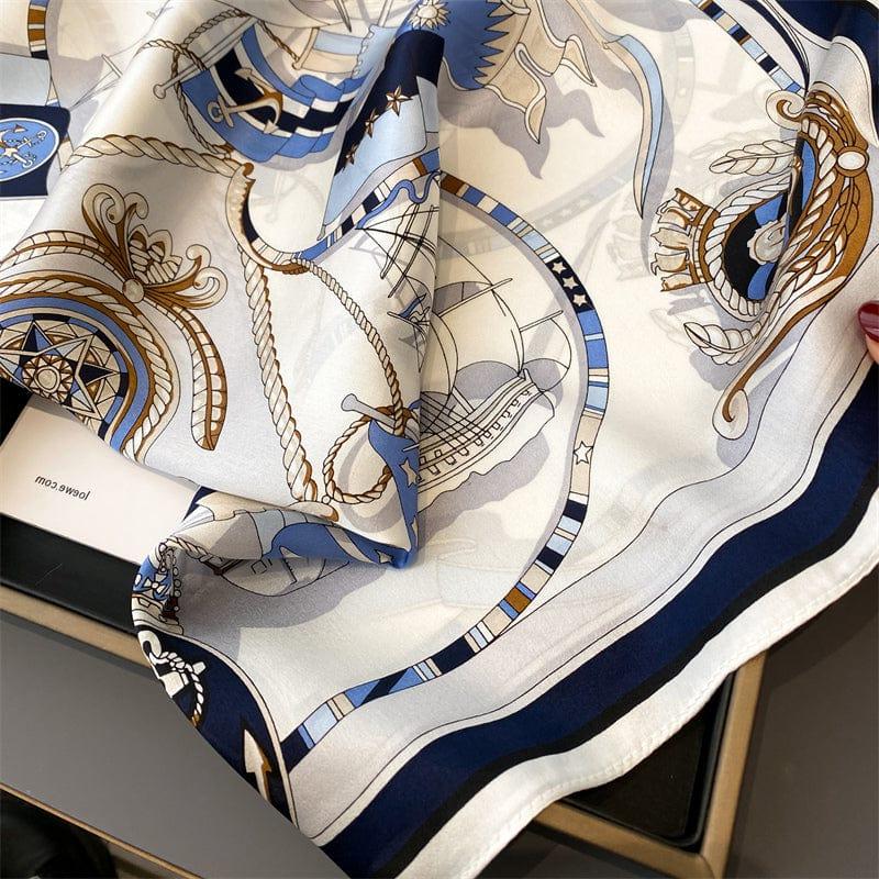 Foulard carré de soie 70 - L'Écume Royale-Maison Berettini