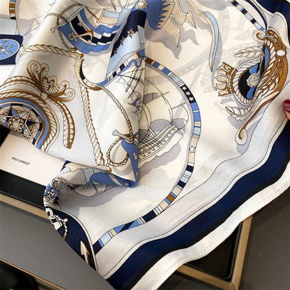 Foulard carré de soie 70 - L'Écume Royale-Maison Berettini