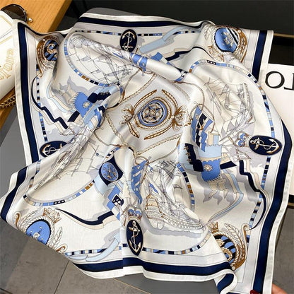 Foulard carré de soie 70 - L'Écume Royale-Maison Berettini