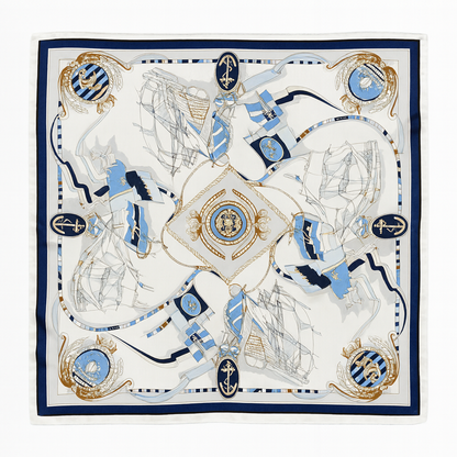 Foulard carré de soie 70 - L'Écume Royale-Maison Berettini