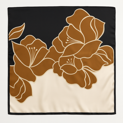 Foulard carré de soie 70 - L’Hibiscus Noir-Maison Berettini