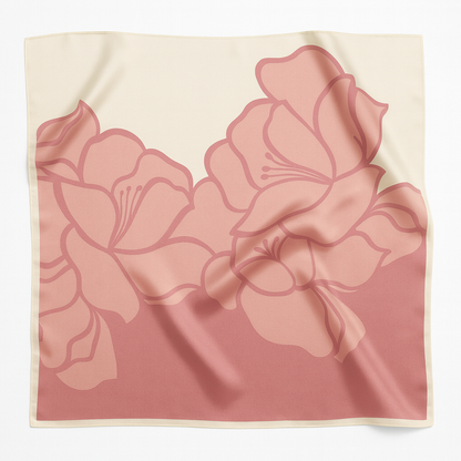 Foulard carré de soie 70 - L'Hibiscus Rose-Maison Berettini