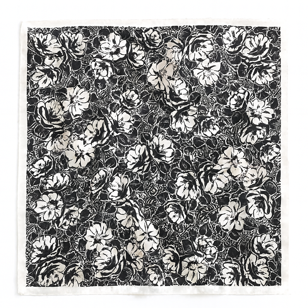 Foulard carré de soie 70 - L'Ombre Florale-Maison Berettini