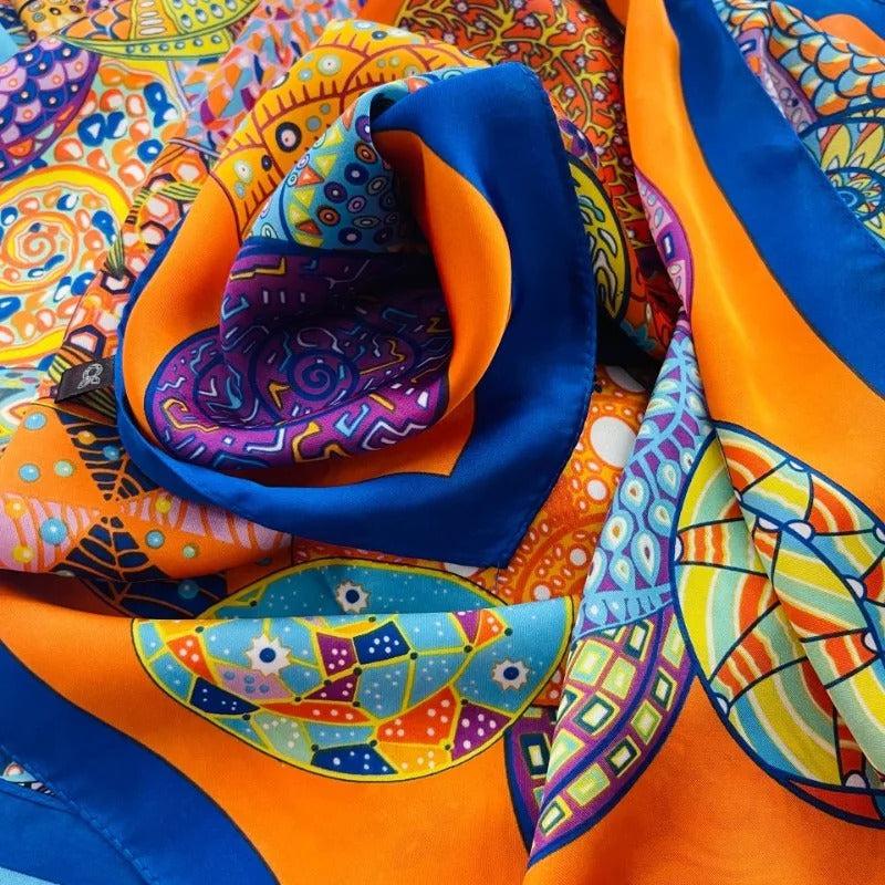Foulard carré de soie 70 - Mandala Solaire-Maison Berettini