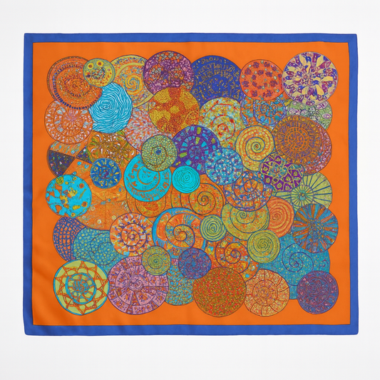 Foulard carré de soie 70 - Mandala Solaire-Maison Berettini