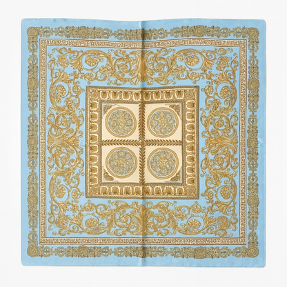 Foulard carré de soie 70 - Or Bleu Baroque-Maison Berettini