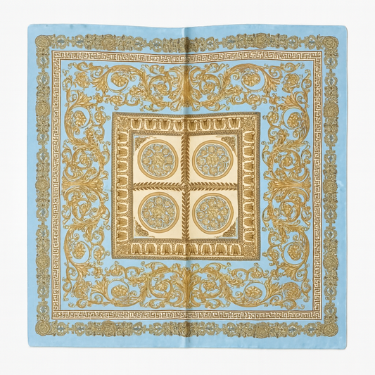 Foulard carré de soie 70 - Or Bleu Baroque-Maison Berettini