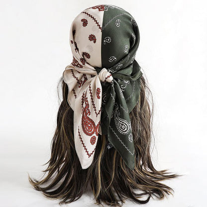 Foulard carré de soie 70 - Paisley Contrast-Maison Berettini