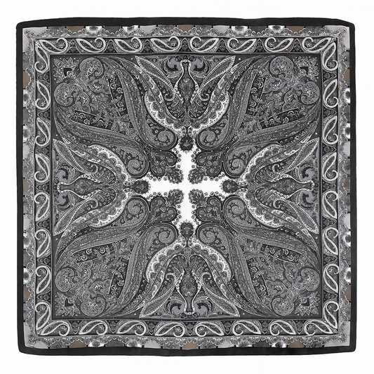 Foulard carré de soie 70 - Paisley Nocturne-Maison Berettini