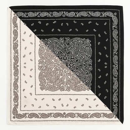 Foulard carré de soie 70 - Paisley Noir et Blanc-Maison Berettini
