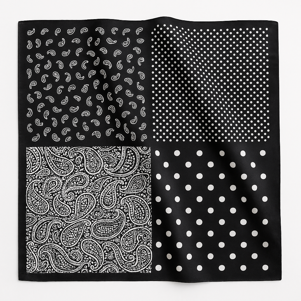 Foulard carré de soie 70 - Paisley Noir-Maison Berettini