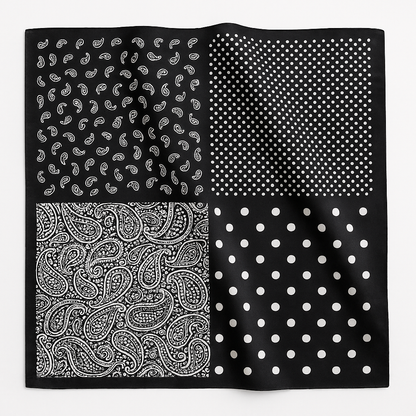 Foulard carré de soie 70 - Paisley Noir-Maison Berettini